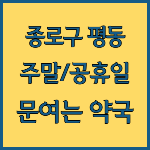 서울 종로구 평동 주말 문여는 약국